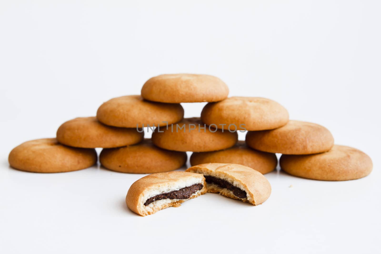 Chocolate biscuits isolated on white