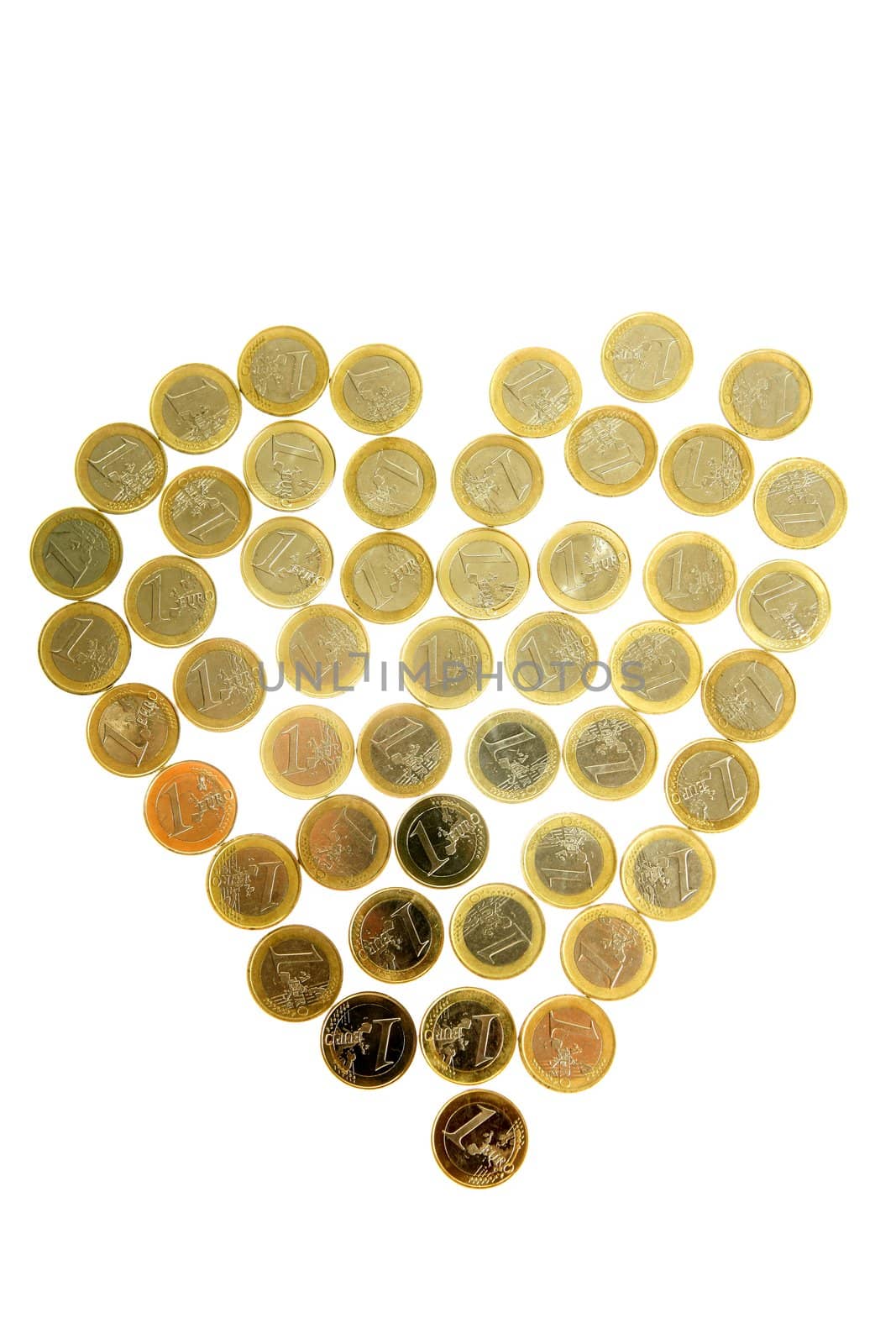 Euro currency coins in heart shape by lunamarina