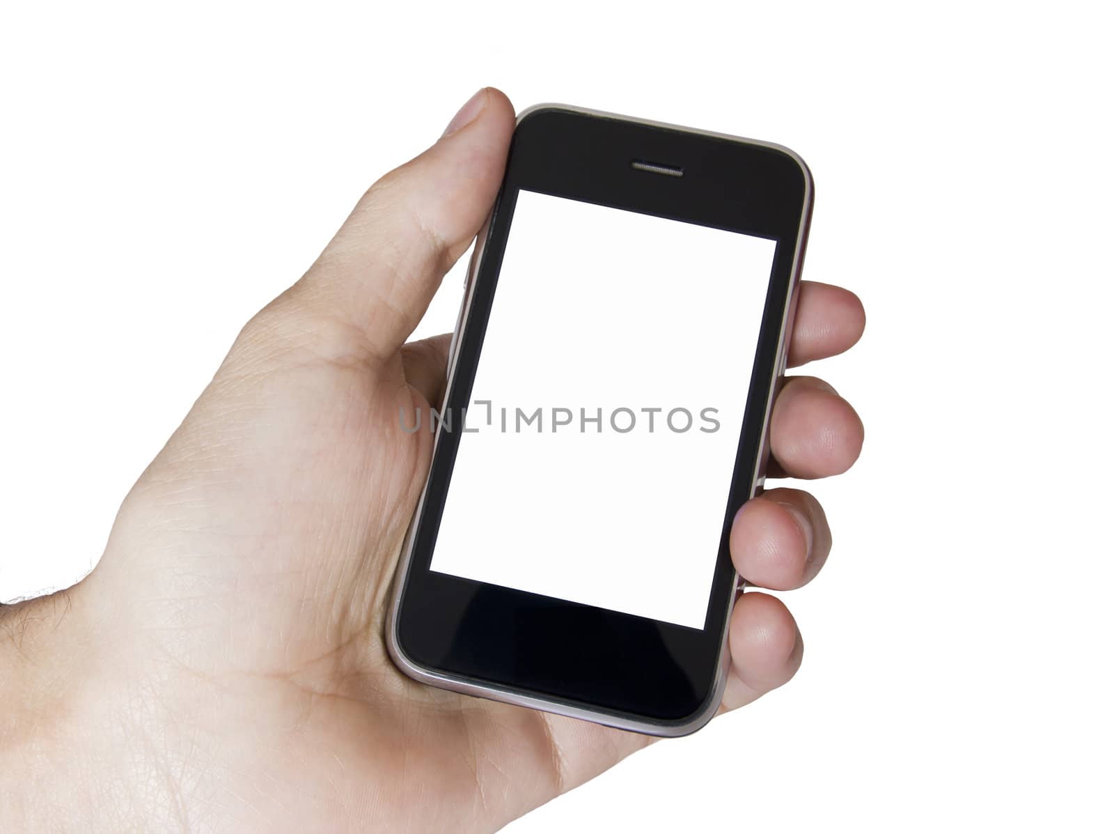 White screen on a Modern touch screen popular phone mobile