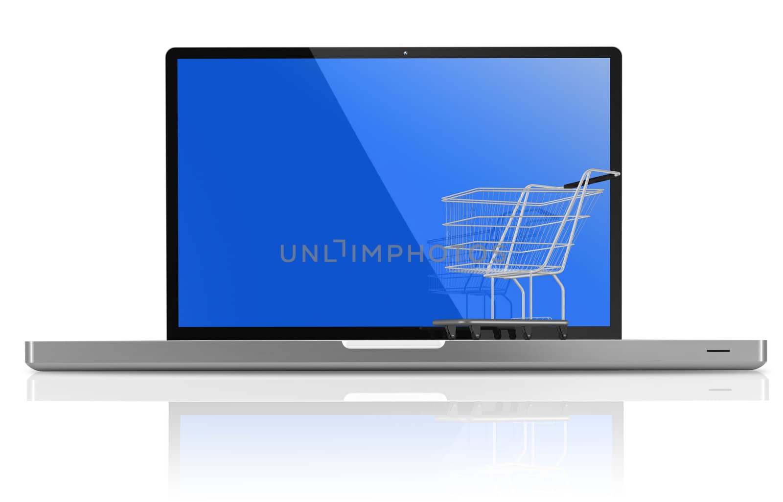 Shopping-cart over a white laptop by manaemedia