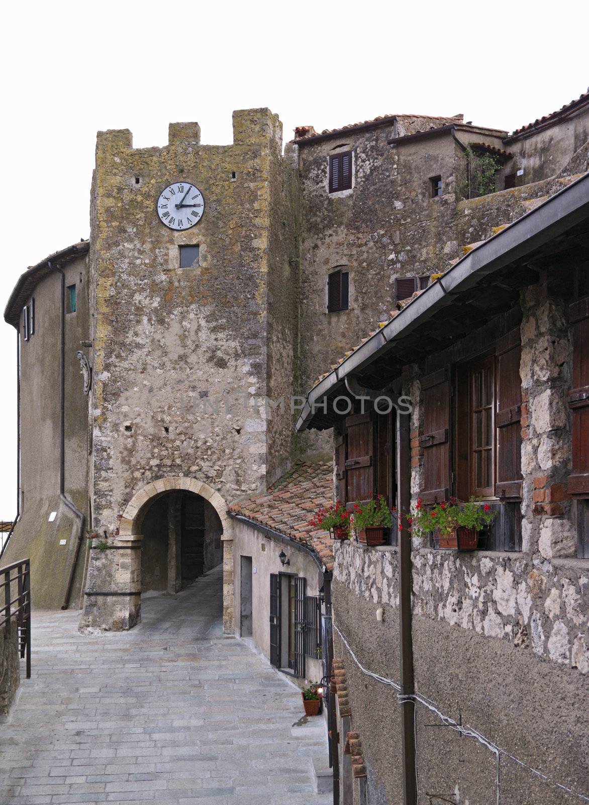 italy, tuscany, Capalbio (Grosseto), view of the entrance gate  to the old part of the town