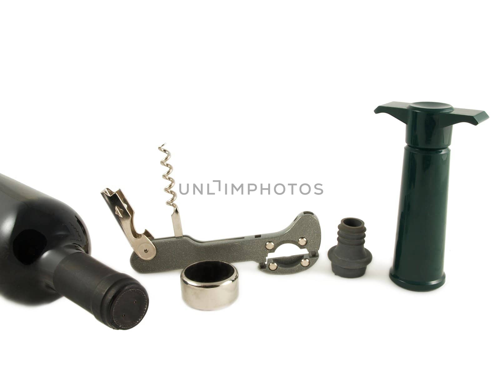 Winery equipment grouped together, isolated towards white background