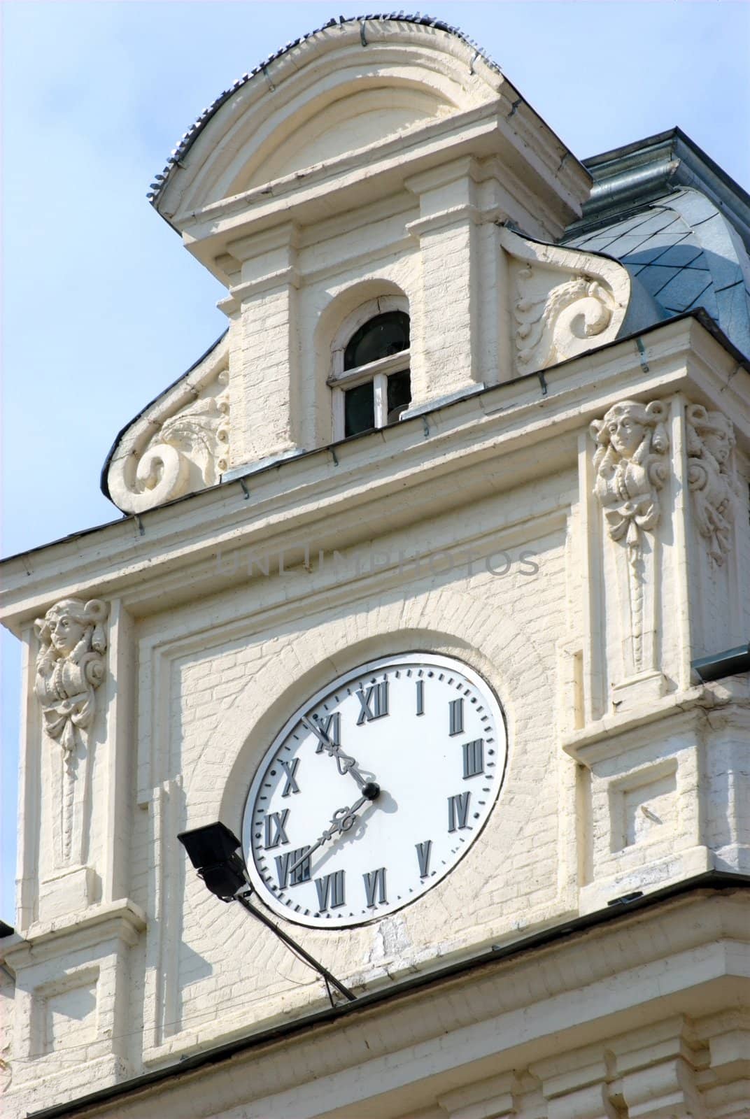 Street clock on the building of Privolzhskaya railway - branch of JSC "RZD"