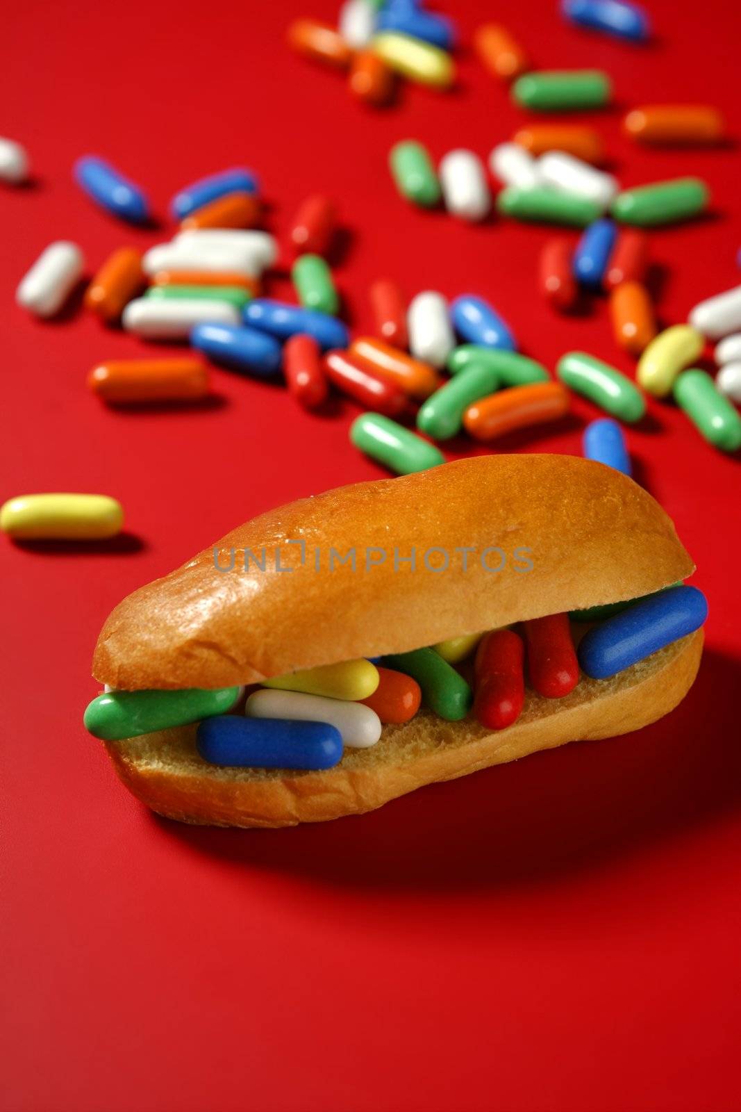 Sandwich made of colorful candy sweet by lunamarina