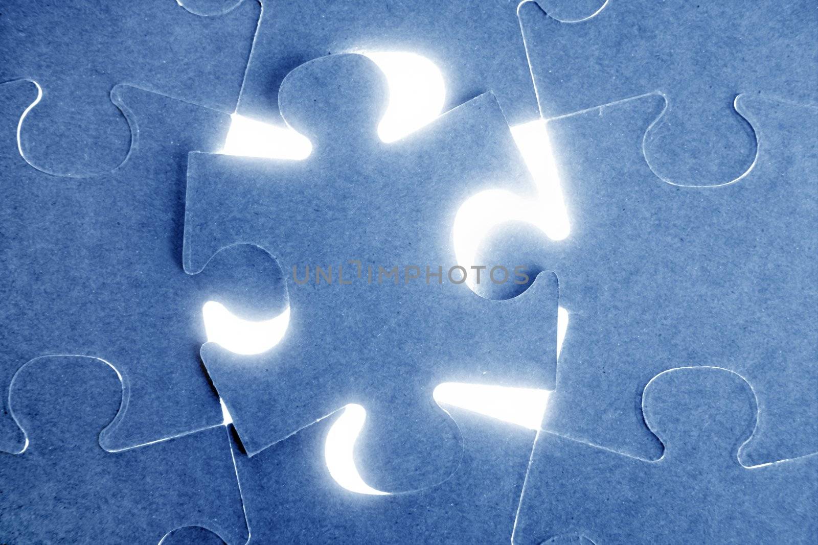 Blue puzzle, communication teamwork metaphor, conection challenge