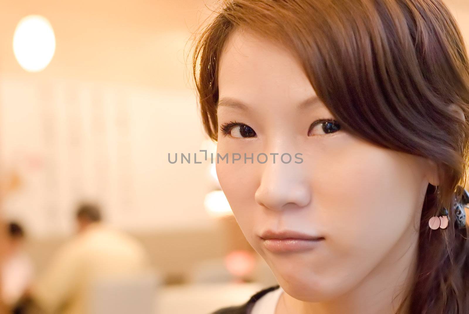 eastern asian girl wait and angry in restaurant by elwynn