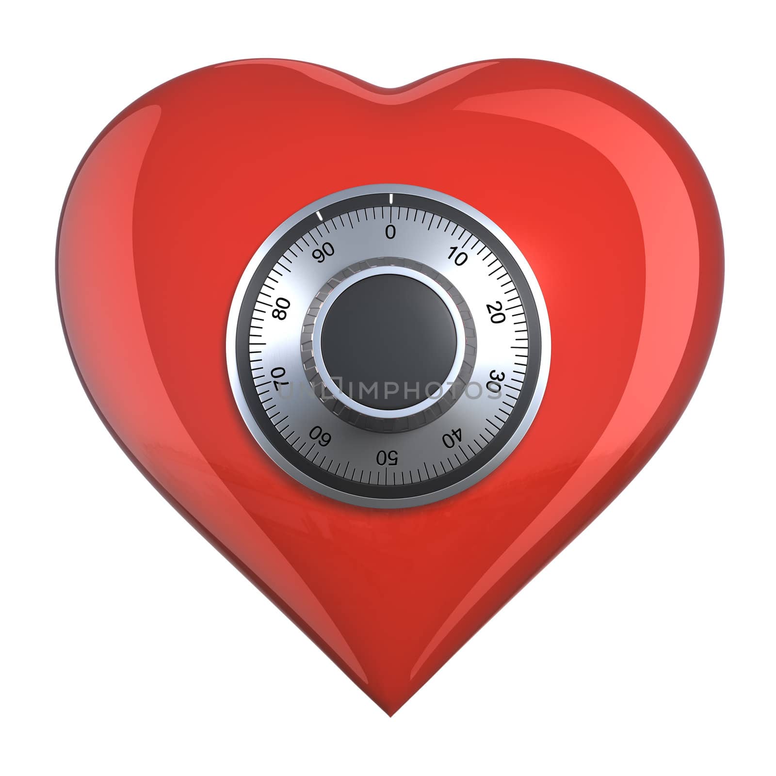 Heart with combination lock (isolated) by ayzek
