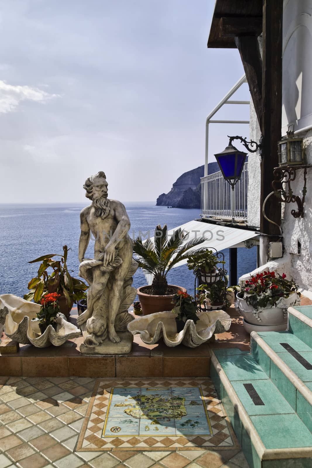 ITALY, Campania, Ischia island, S.Angelo, view of S.Angelo rocky coast from a house by the sea