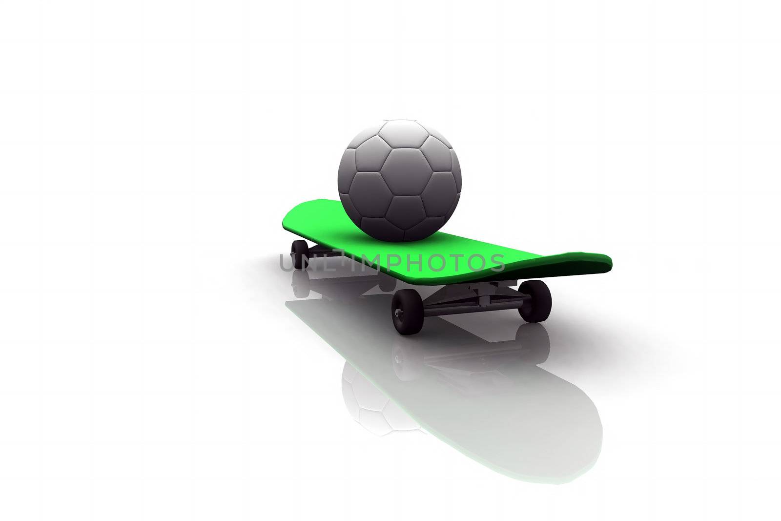 a soccer balloon on a skateboard