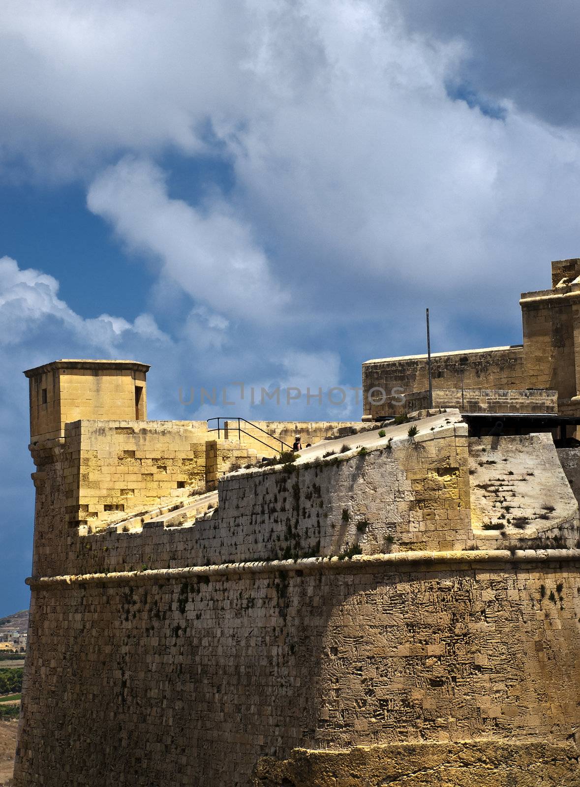 Detail from one of the bastion curtains in the citadel in Gozo