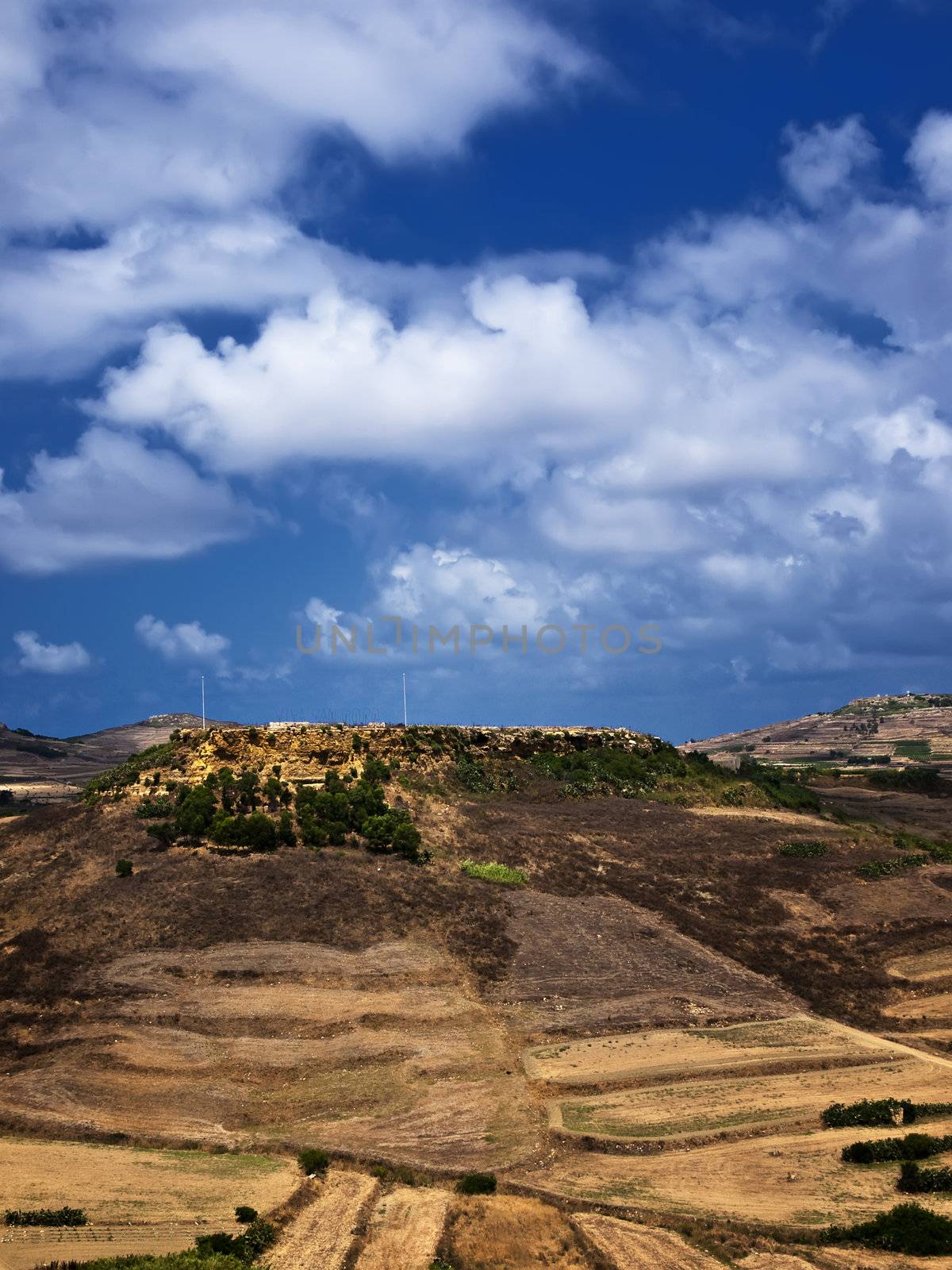 One of the many hills of Gozo as seen from the medieval Citadel