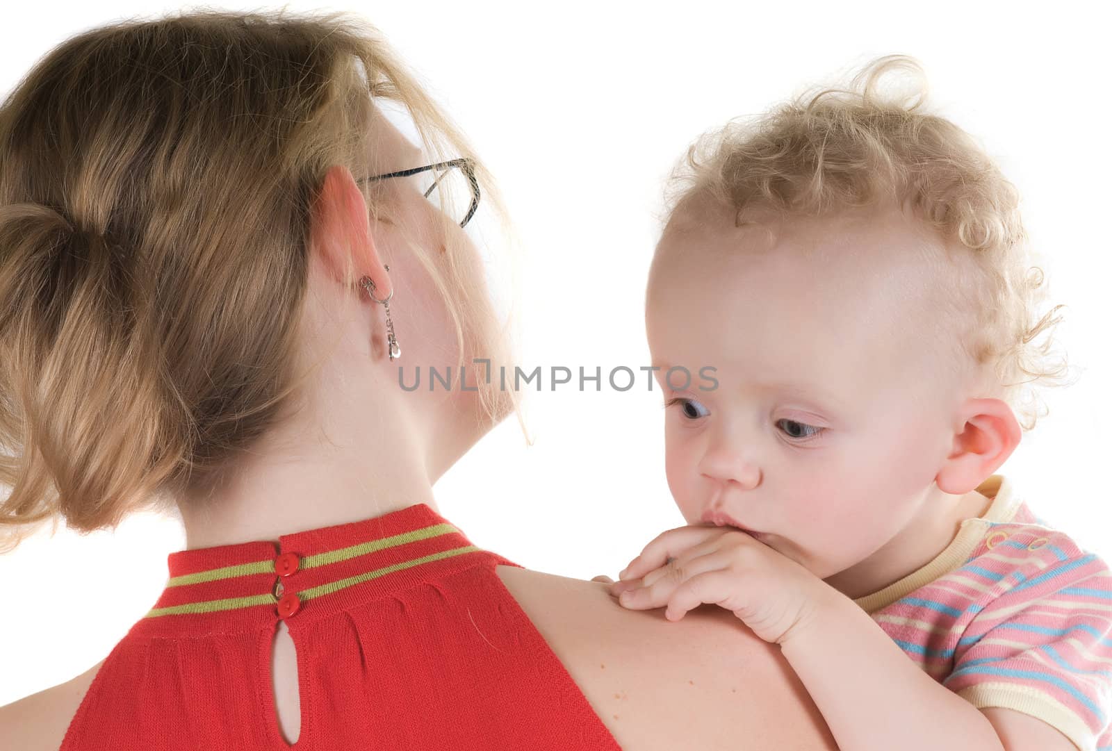 Shot of happy mom and daughter isolated on white