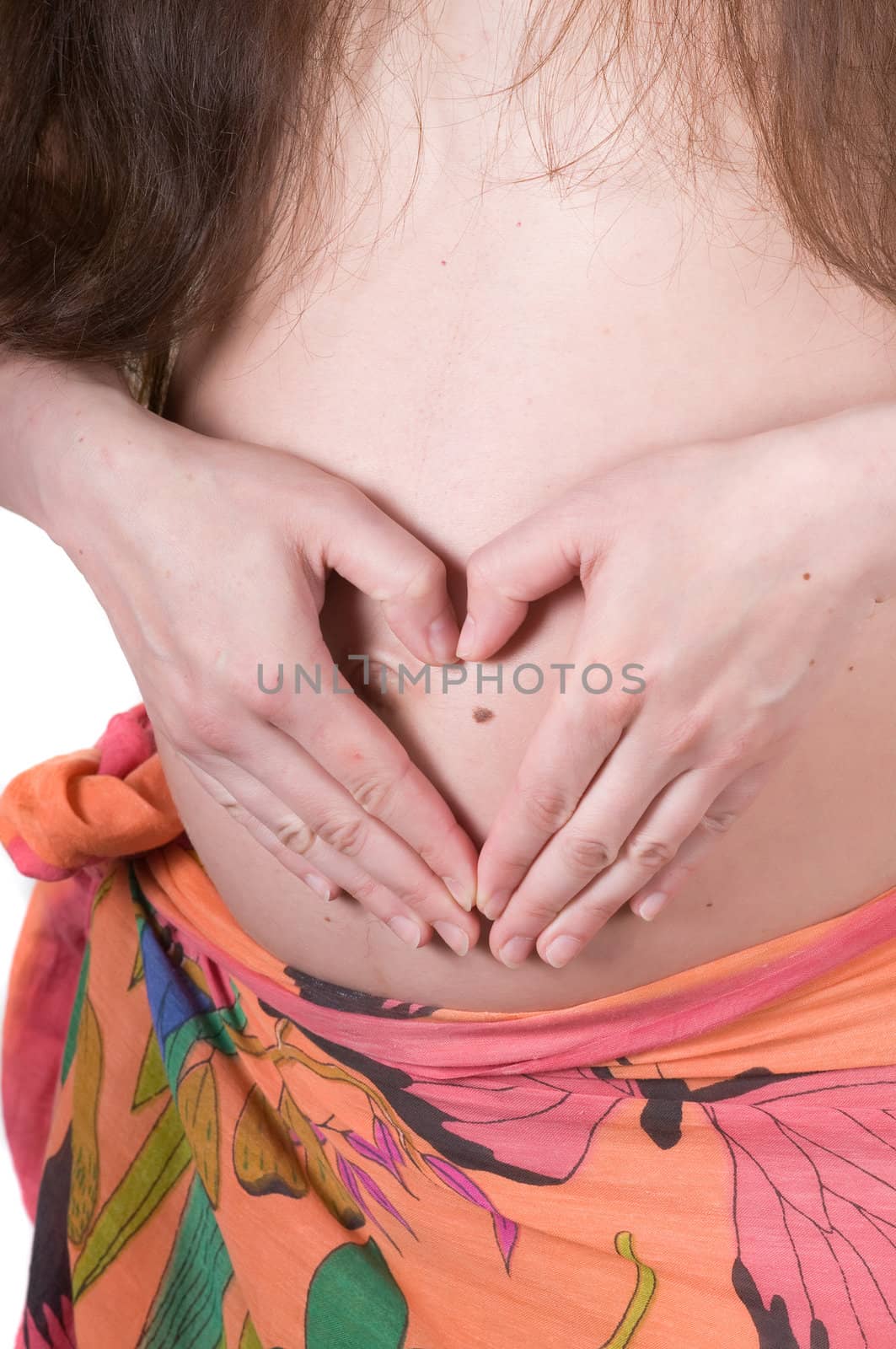 Shot of beautiful pregnant woman isolated on white