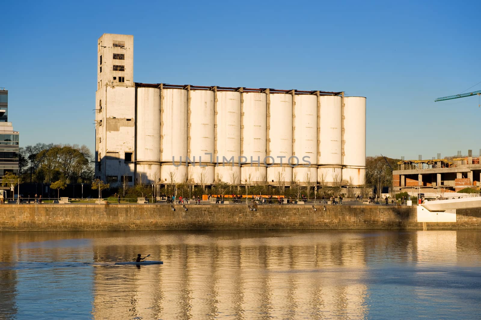 Old grain elevator and silos in Puerto Madero, Buenos Aires, Argentina.