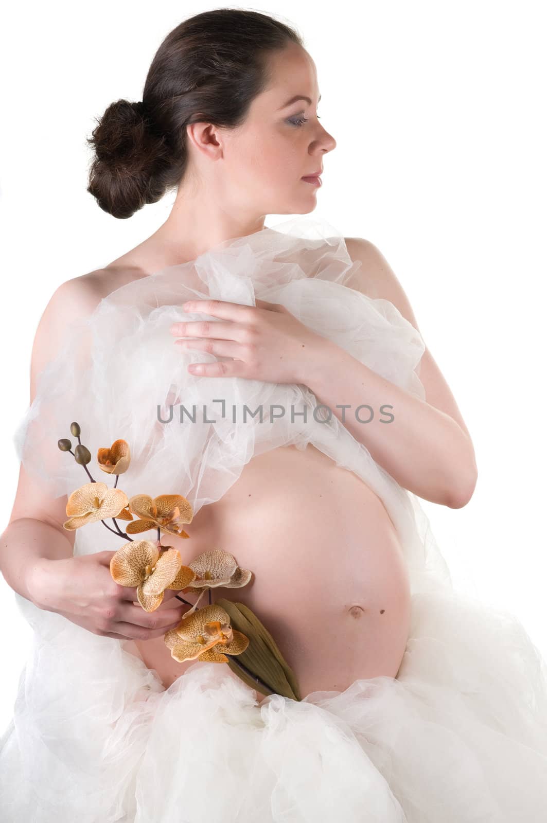 Shot of beautiful pregnant woman isolated on white