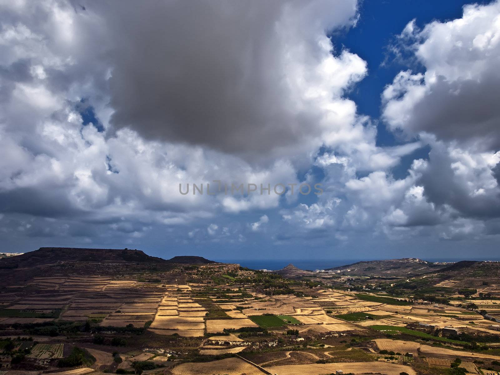 One of the many hills of Gozo as seen from the medieval Citadel