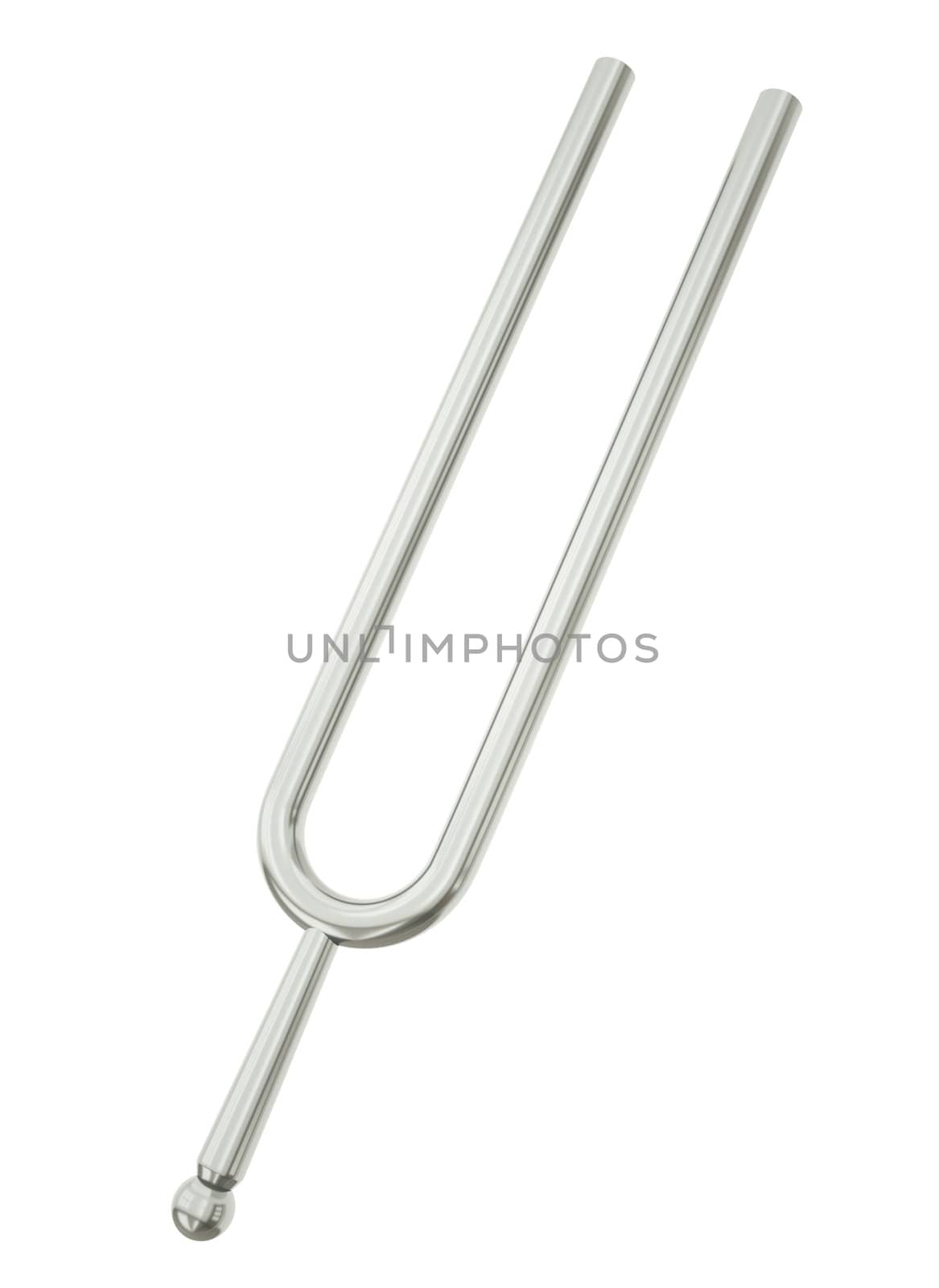 Tuning fork isolated on white background. 3D render.