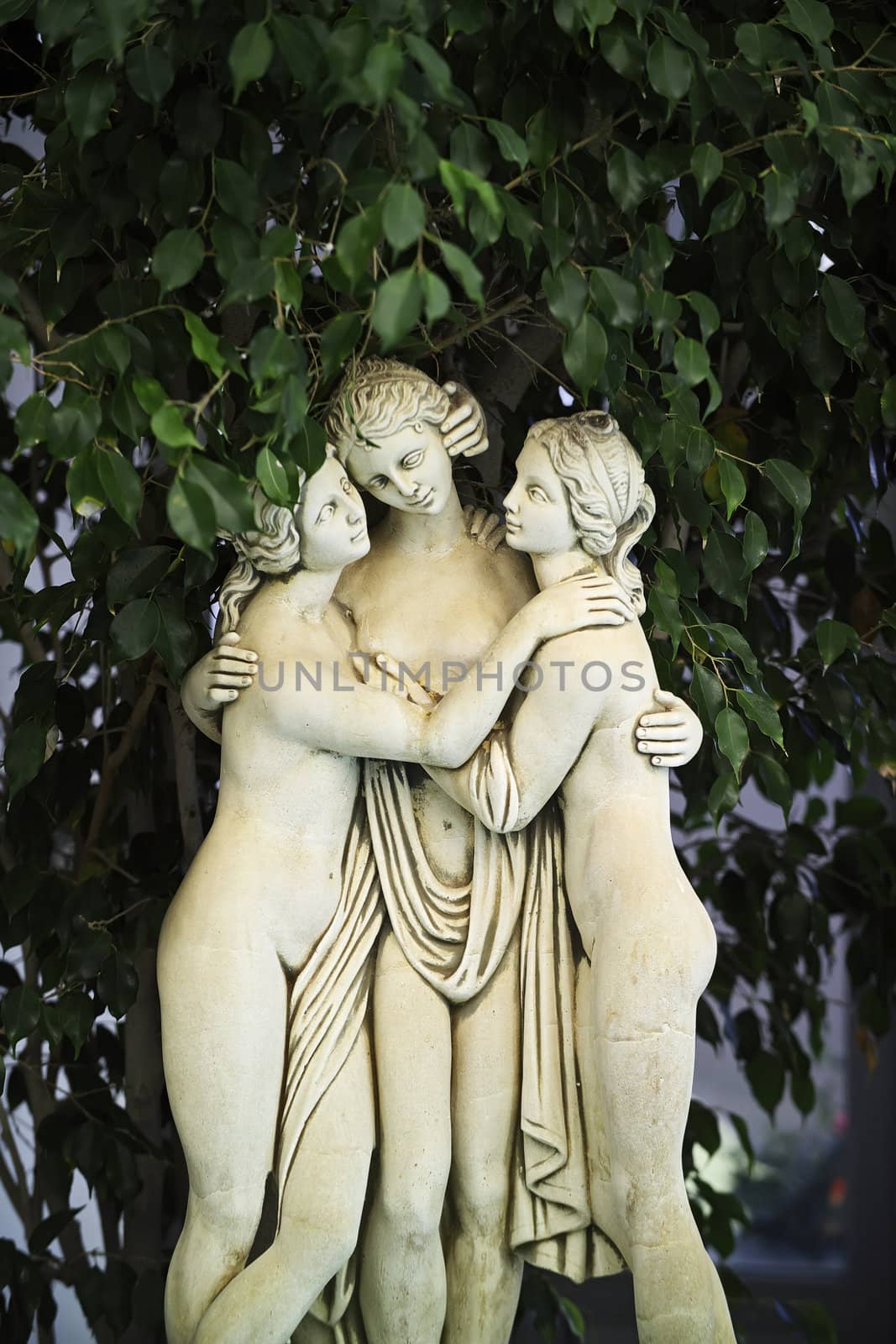 ITALY, Campania, Ischia island, S.Angelo, statues at the "Tropical Residence", a thermal hotel in S.Angelo