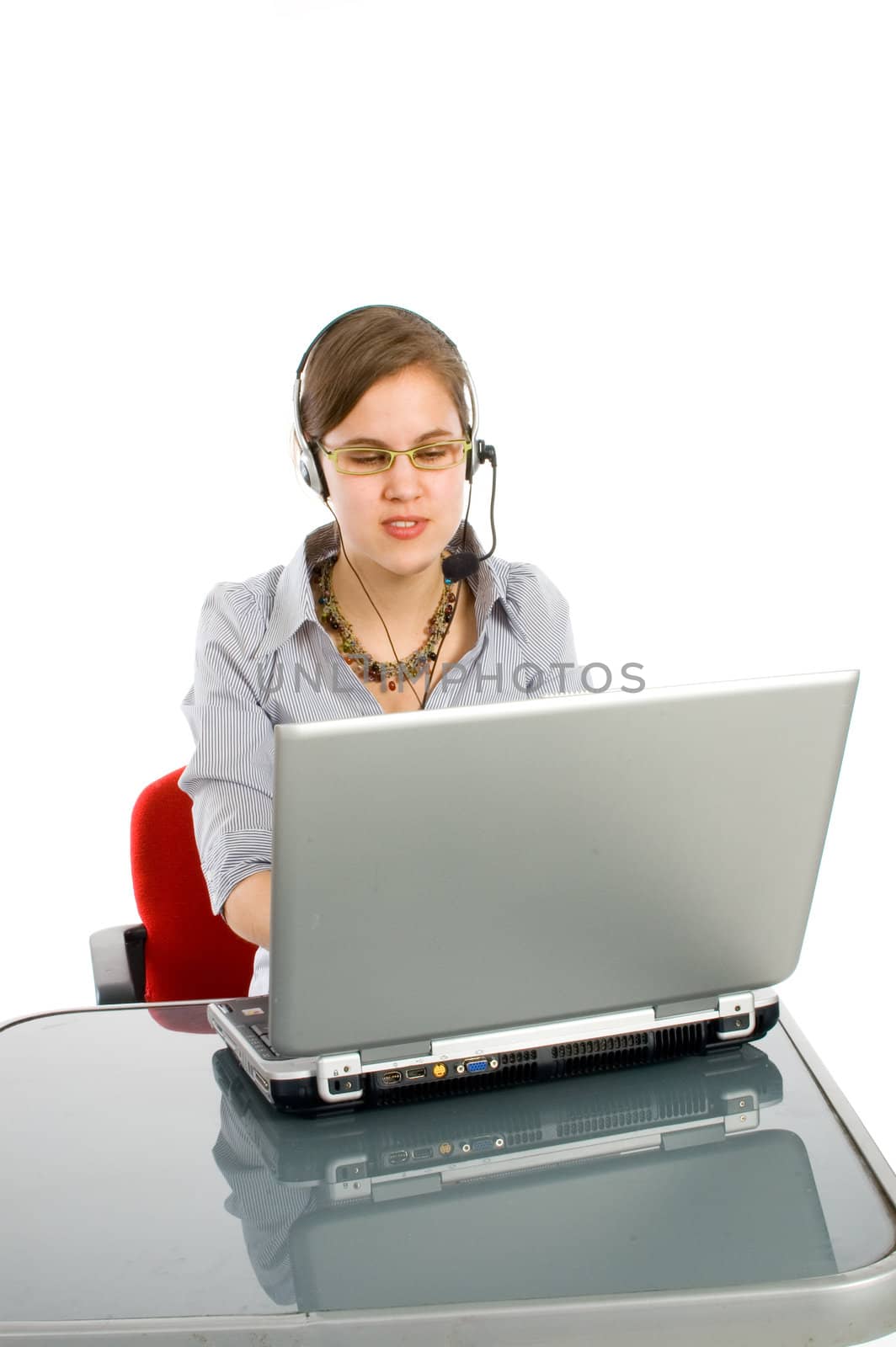 business customer support operator woman smiling - isolated by ladyminnie