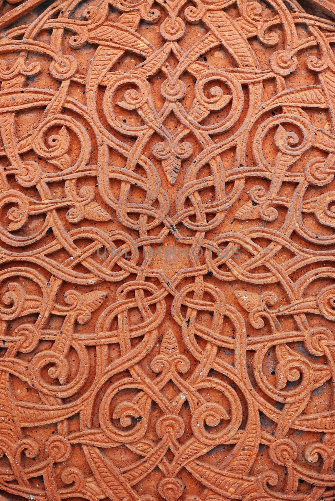 Architectural detail, part of a decor traditional ancient armenian decorative pattern