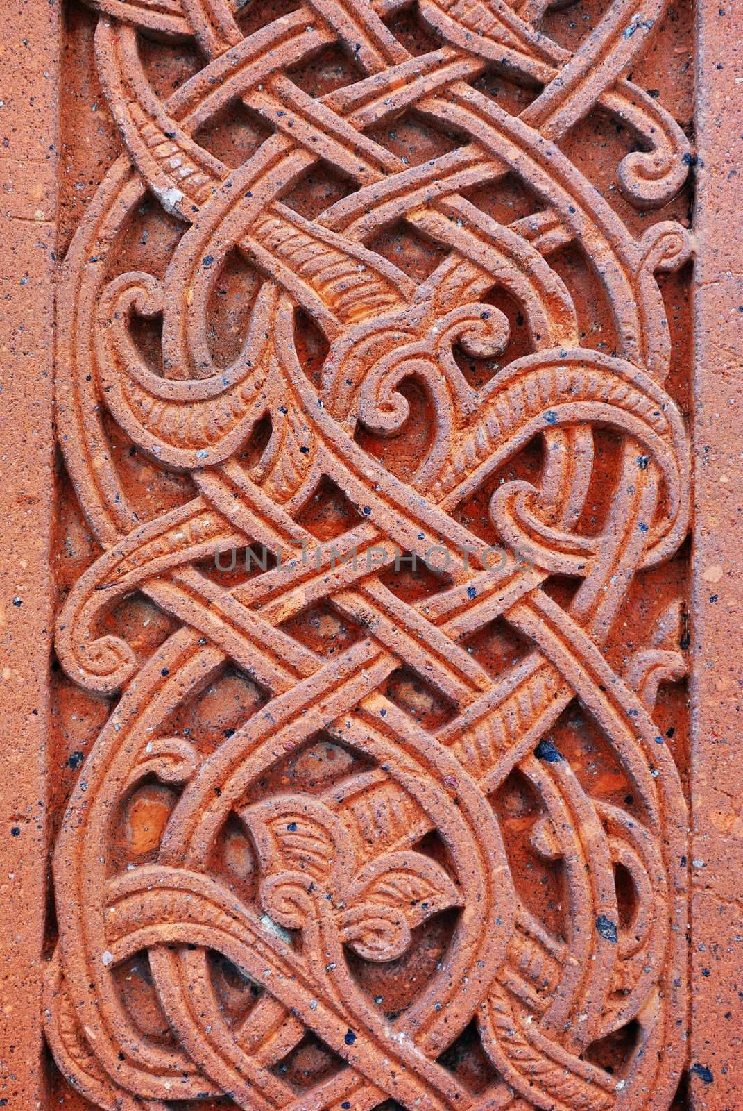 Architectural detail, part of a decor traditional ancient armenian decorative pattern