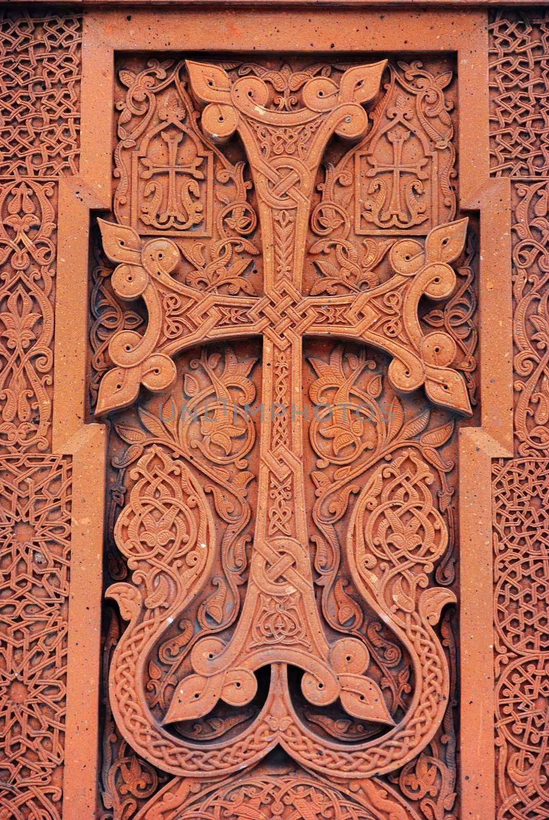 Architectural detail, part of a decor traditional ancient armenian decorative pattern