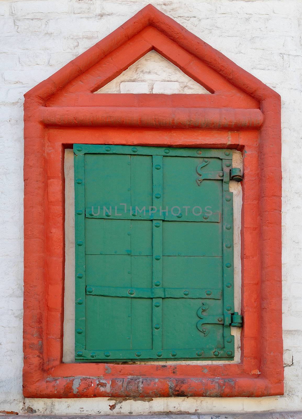 window of country house on a white background