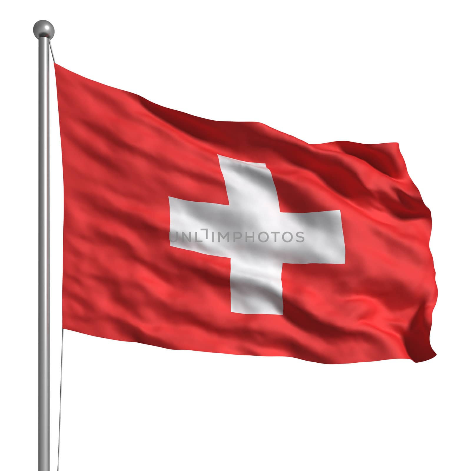 Flag of Switzerland. Rendered with fabric texture (visible at 100%). Clipping path included.