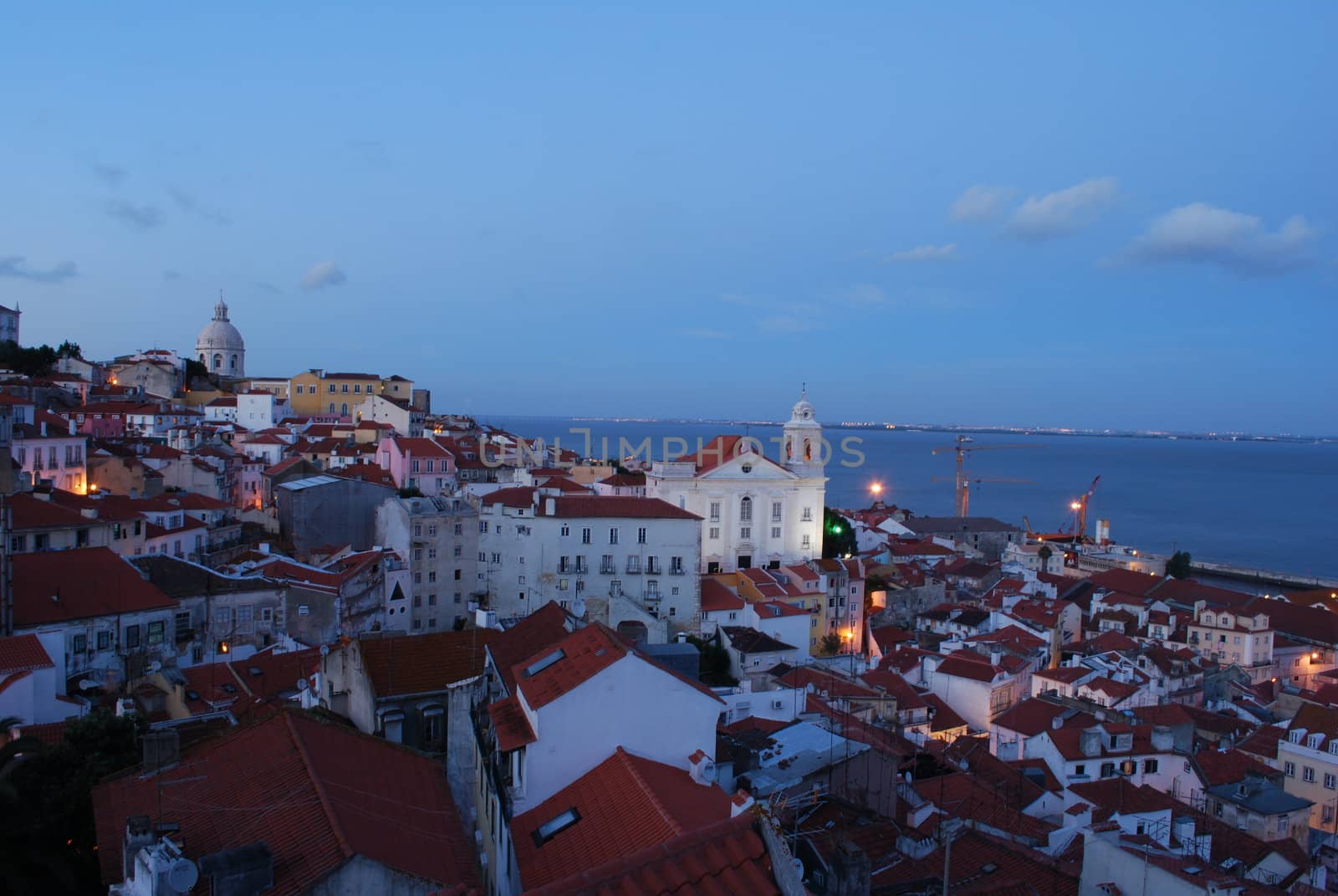 beautiful landscape view on Lisbon during sunset