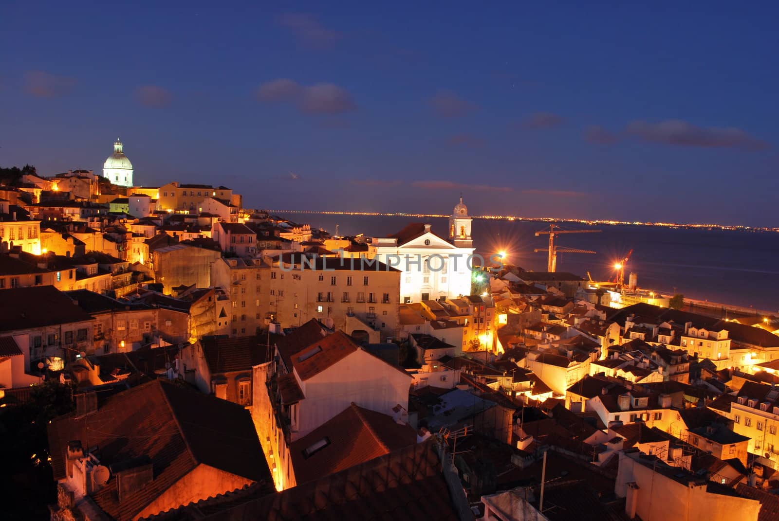 beautiful landscape view on Lisbon during sunset