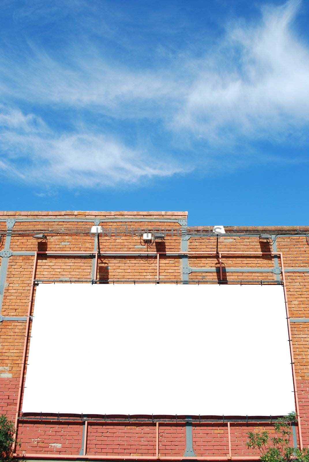 blank billboard announcement on a brick building