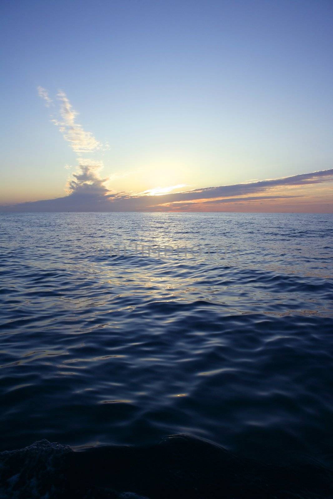 Red and blue sunrise in Mediterranean sea, Spain