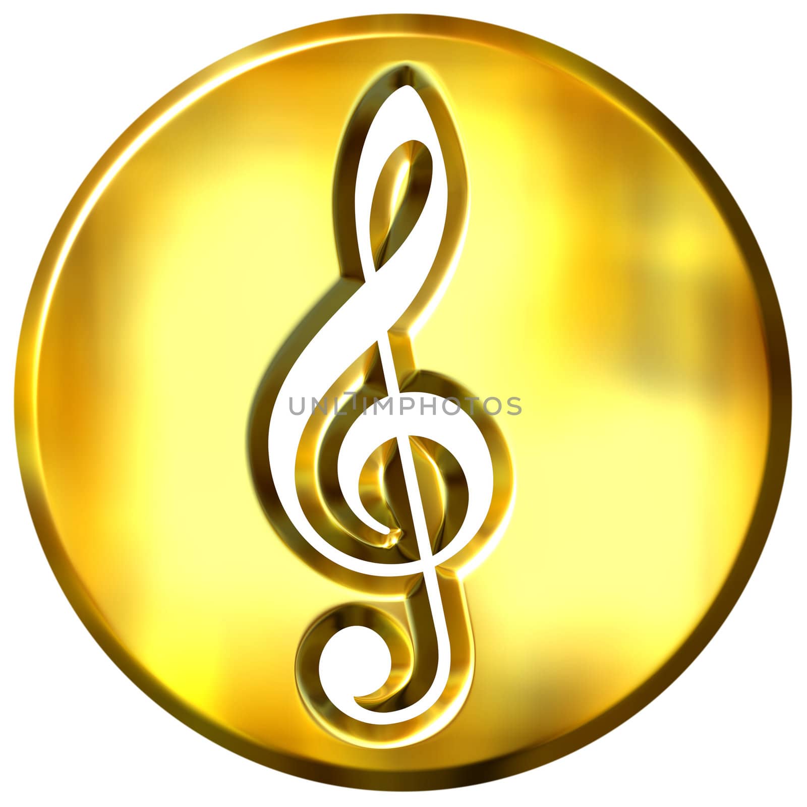 3D Golden Framed Treble Clef by Georgios