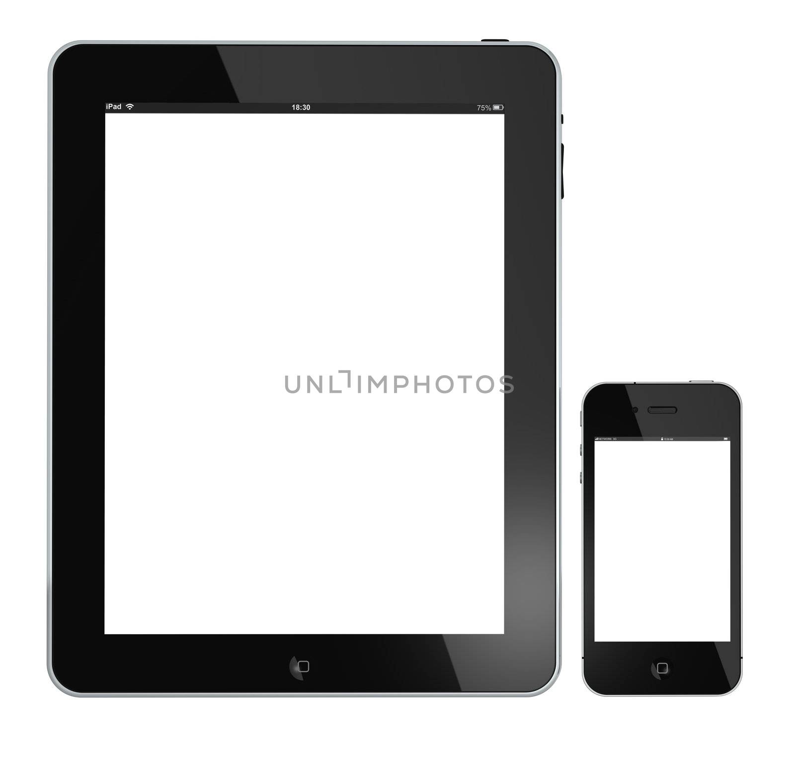 iPad and phone  isolated on white by manaemedia