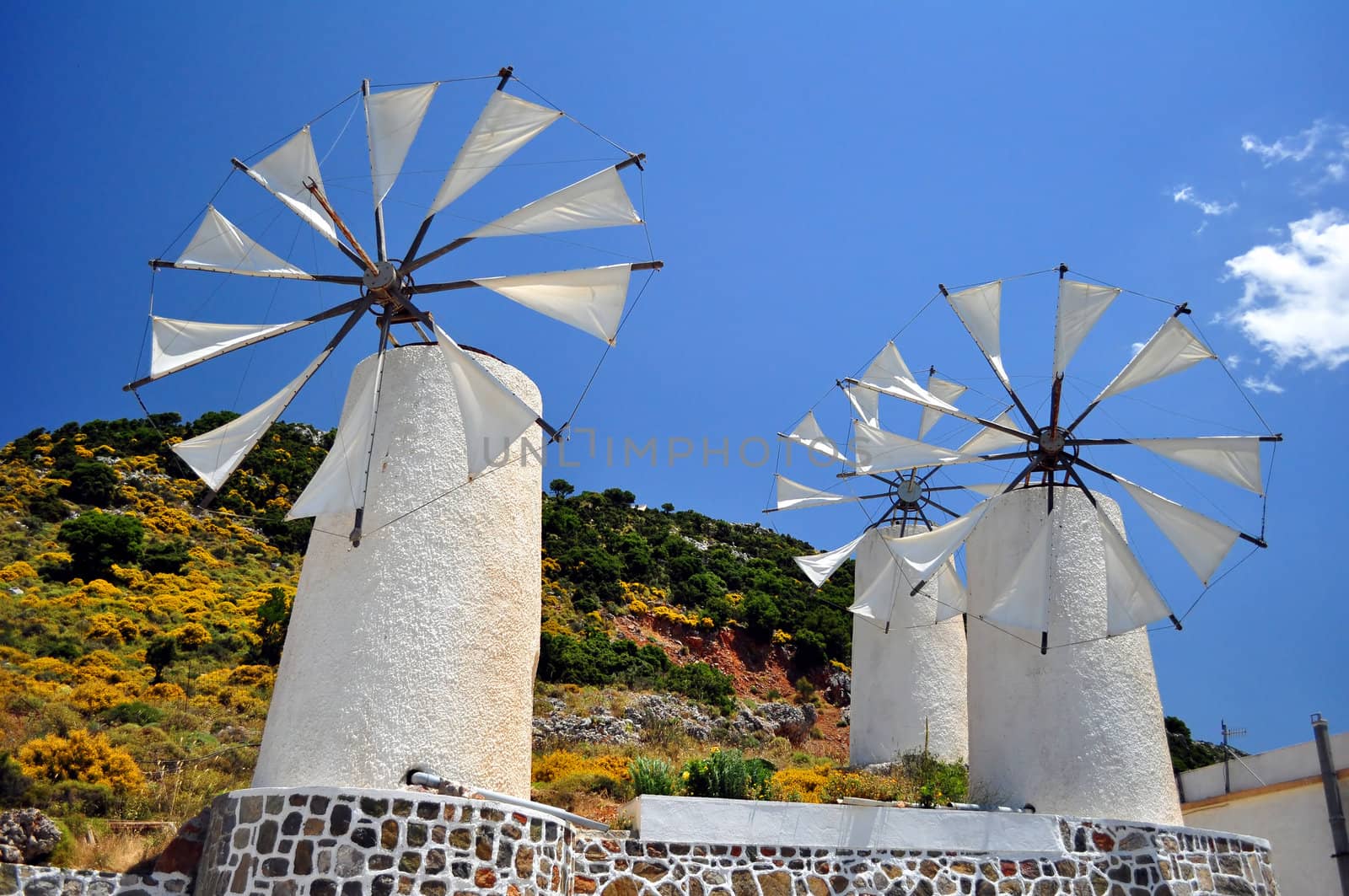 Travel photography: traditional wind mills in the Lassithi plateau, Crete.