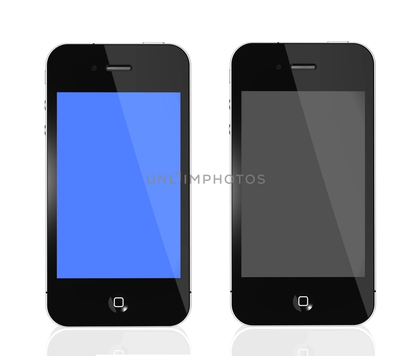 mobile phones black  with blue and black screen by manaemedia