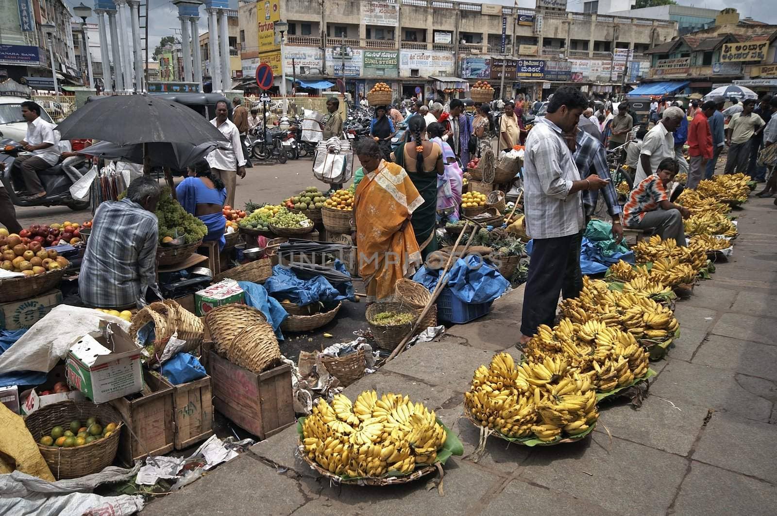 Bananas for sale in the market, Mysore, India