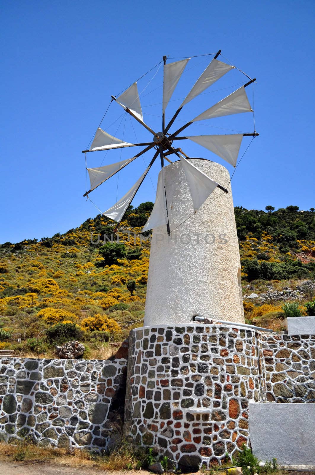 Travel photography: traditional wind mills in the Lassithi plateau, Crete.