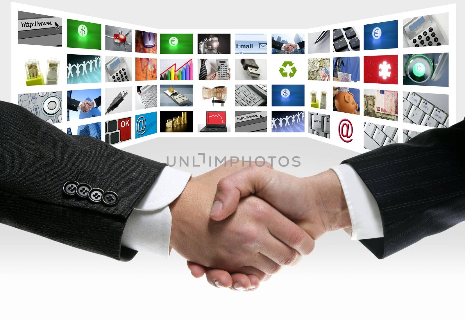 Tech tv video communication screen rows handshake