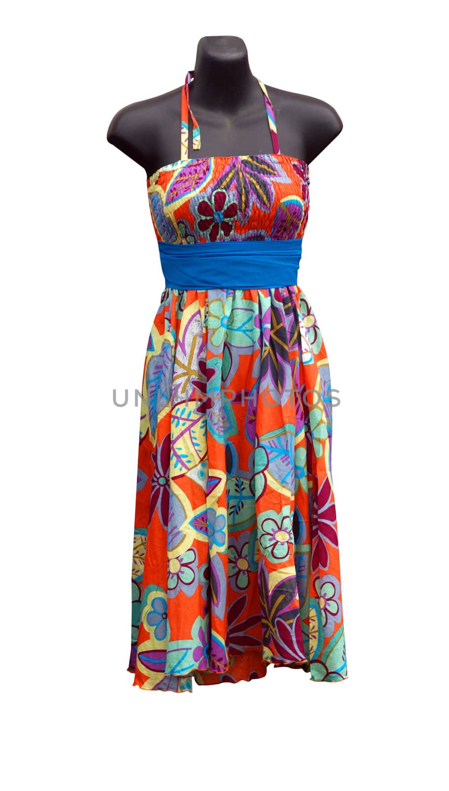 Shop Mannequin wearing a floral Dress isolated with clipping path