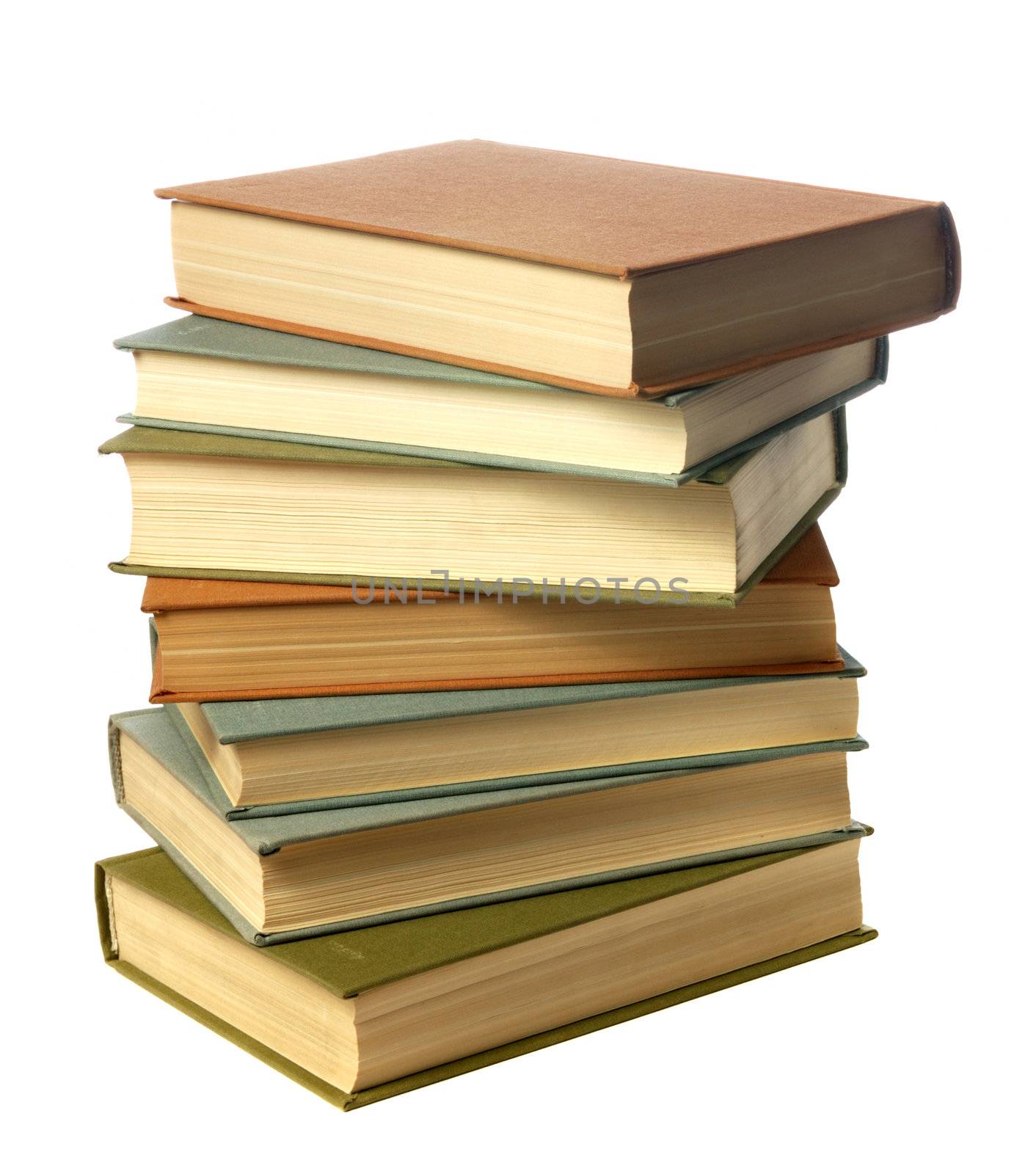 Books. A pile of textbooks isolated on a white background