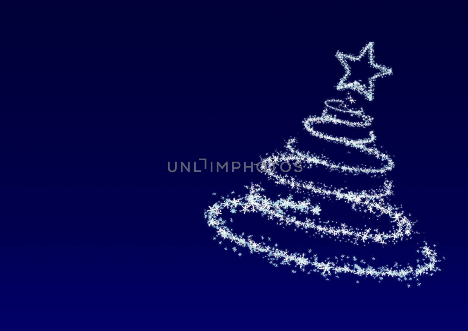 Christmas tree from snowflakes at  blue background by galdzer