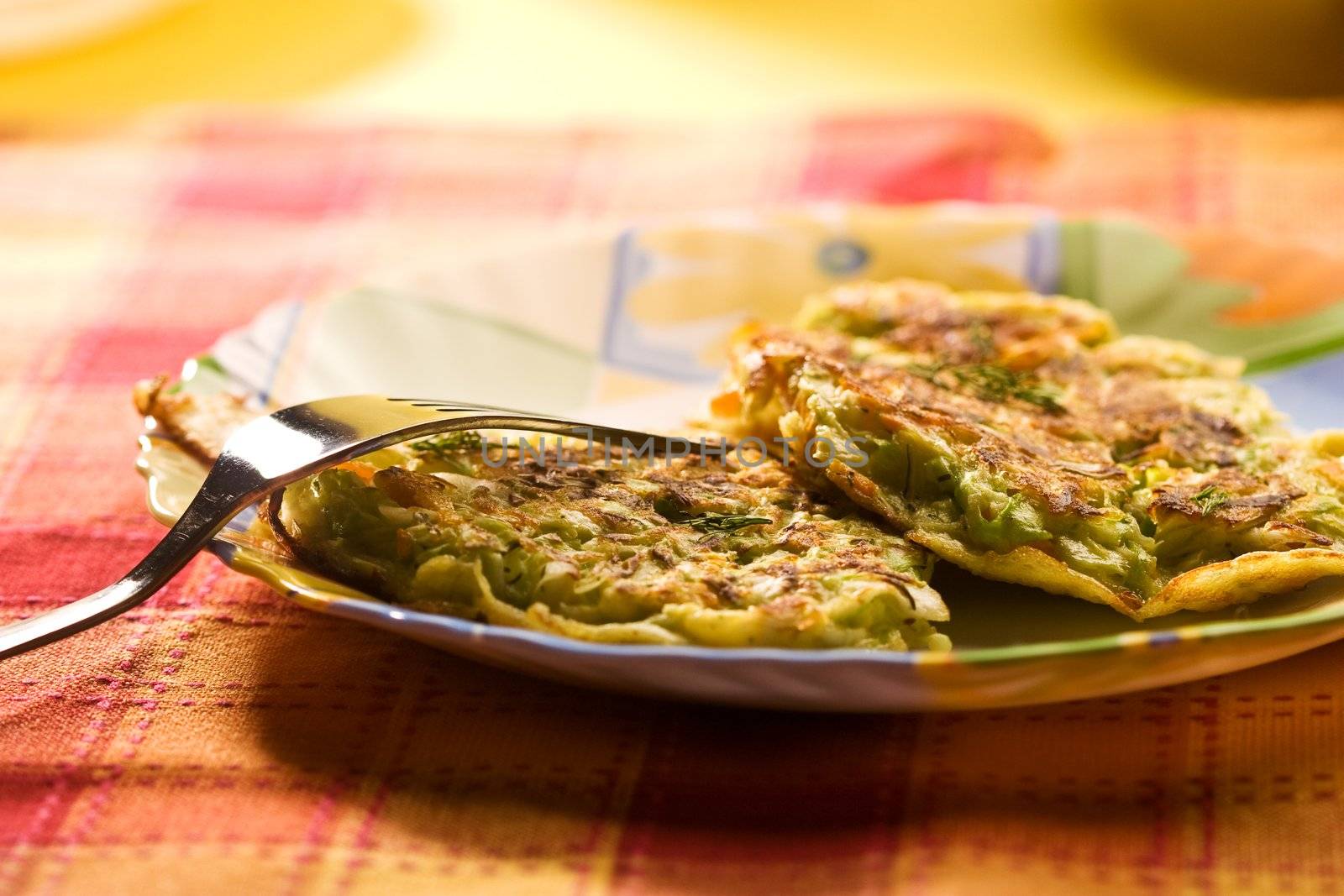 food serias: cabbage pancake on the plate