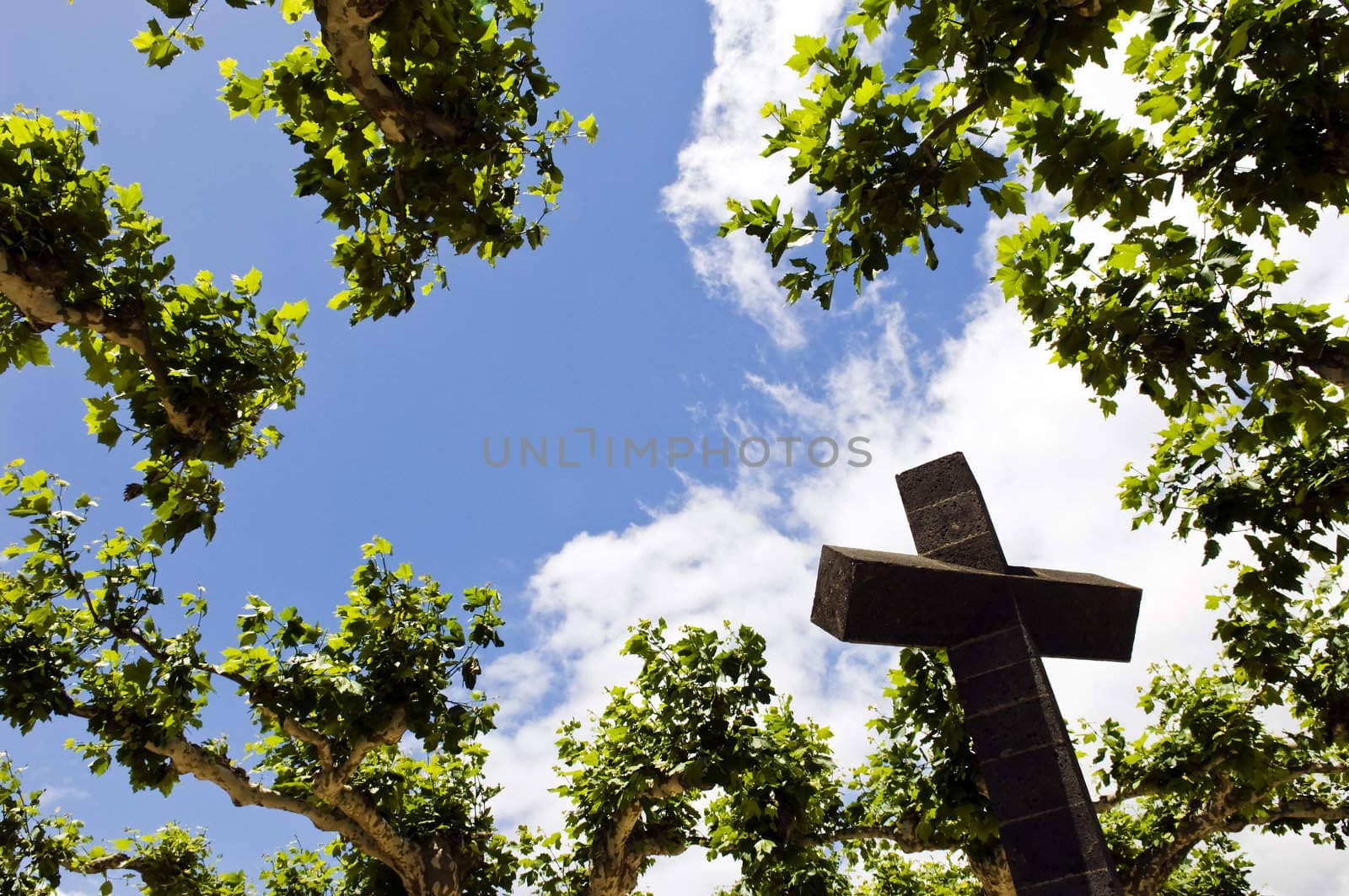 Stone cross in a catholic cemetery, Portugal