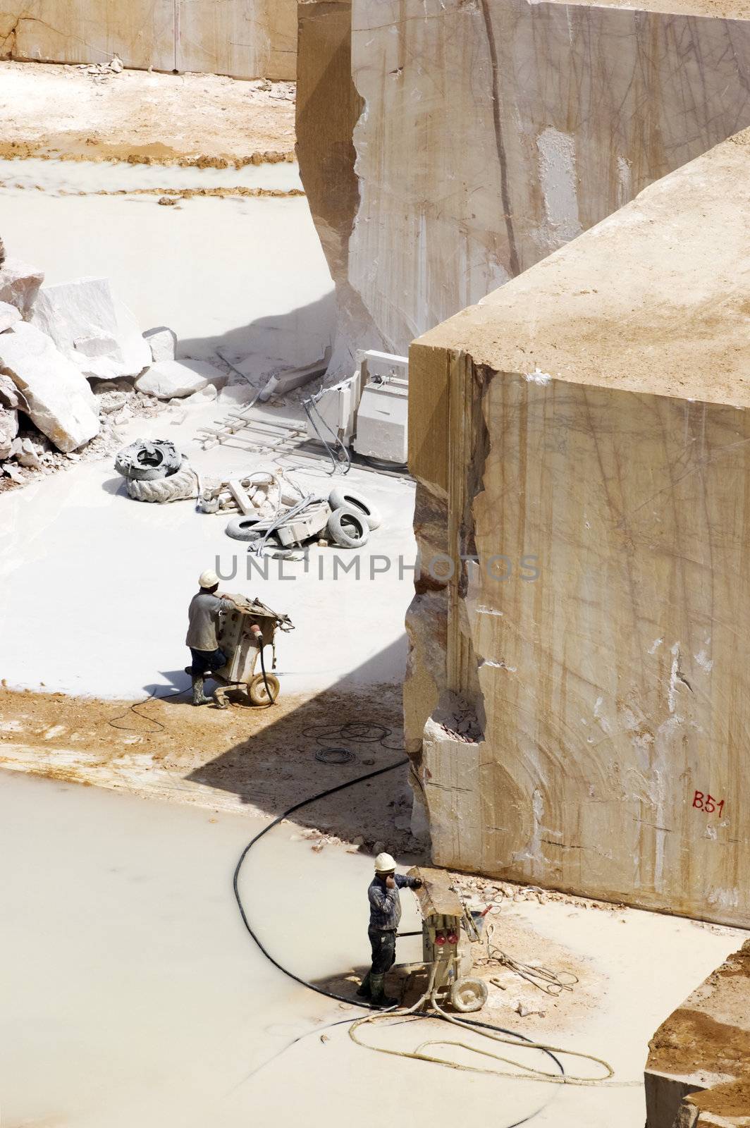 Workers in a marble extraction site, Alentejo, Portugal