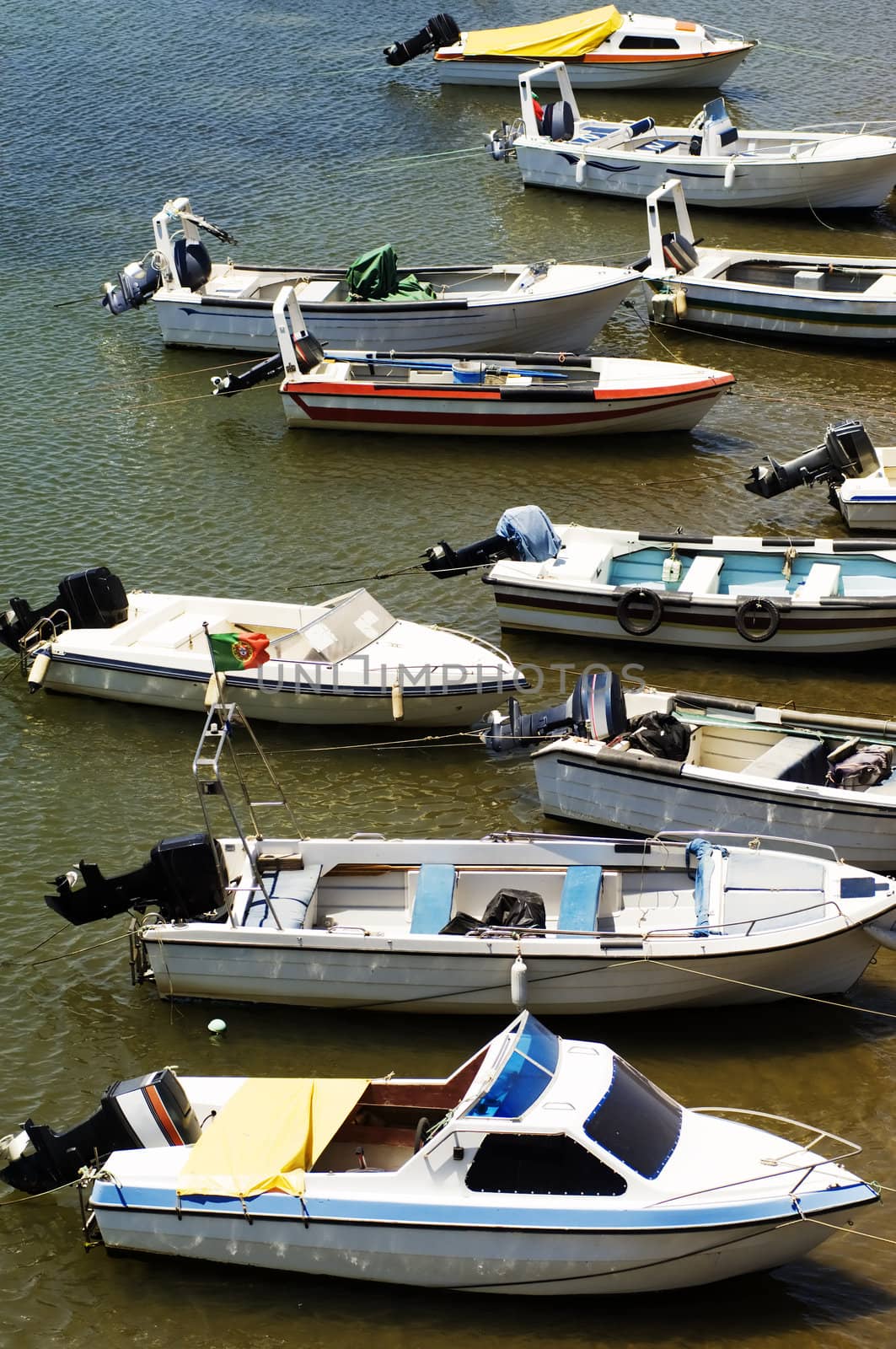 Small motorboats moored