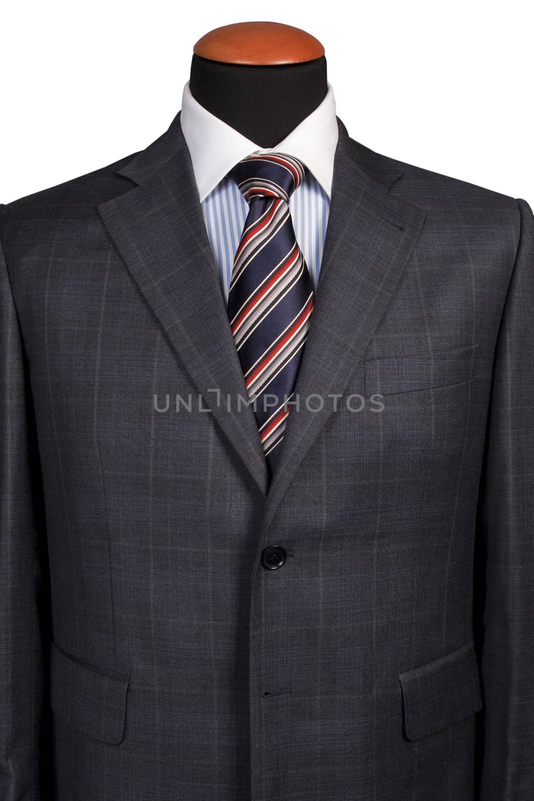 Detail of a suit and a tie isolated on white background