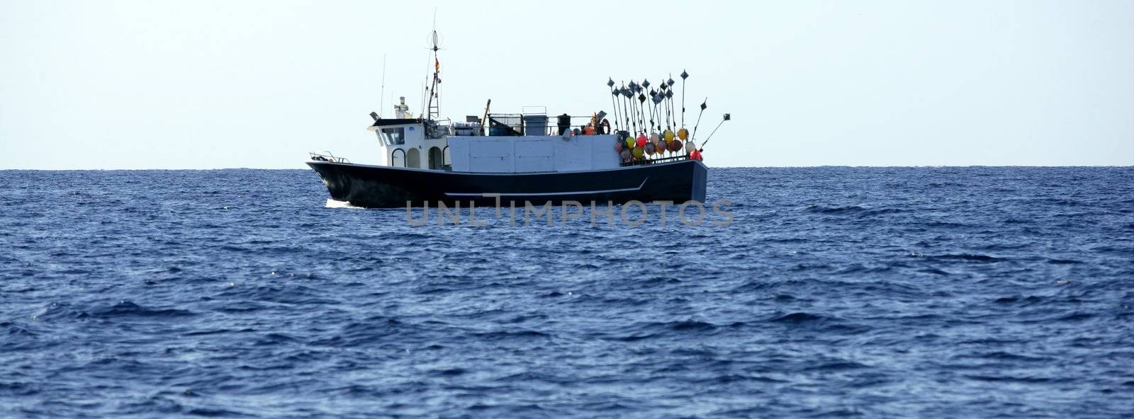 Mediterranean longliner boat working in Alicante to catch swordfish