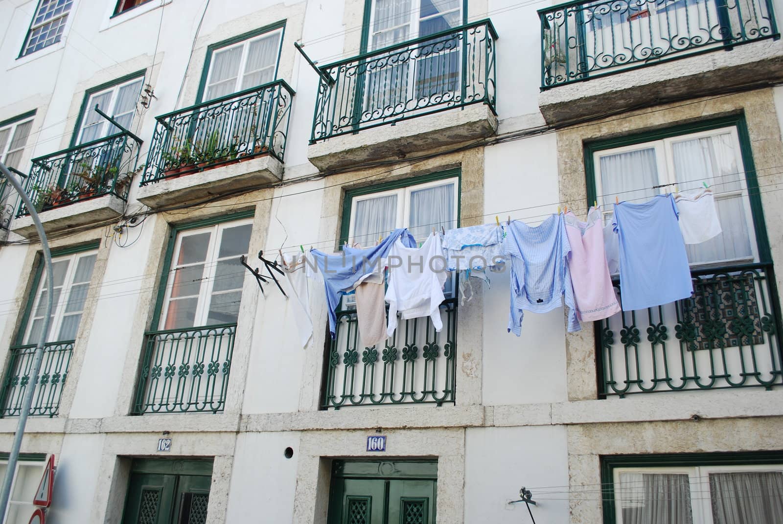 traditional building with clothes drying at the window