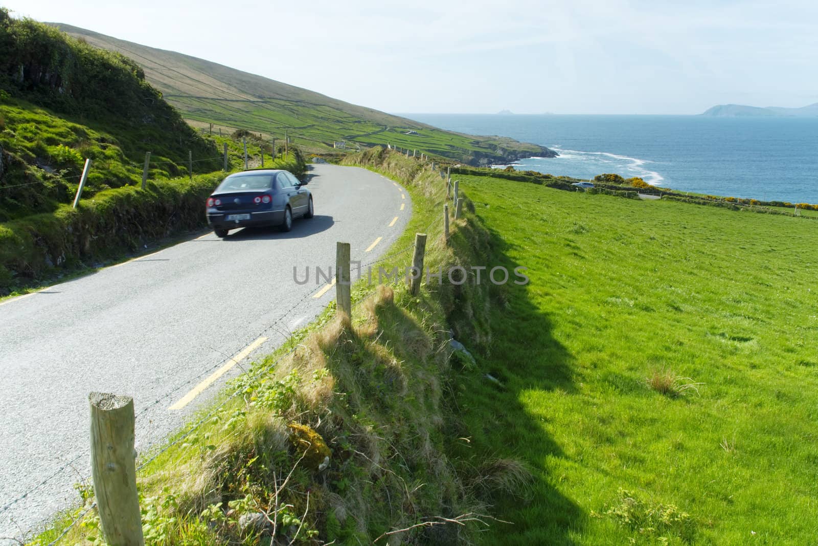 Car on an Irish road at Beara